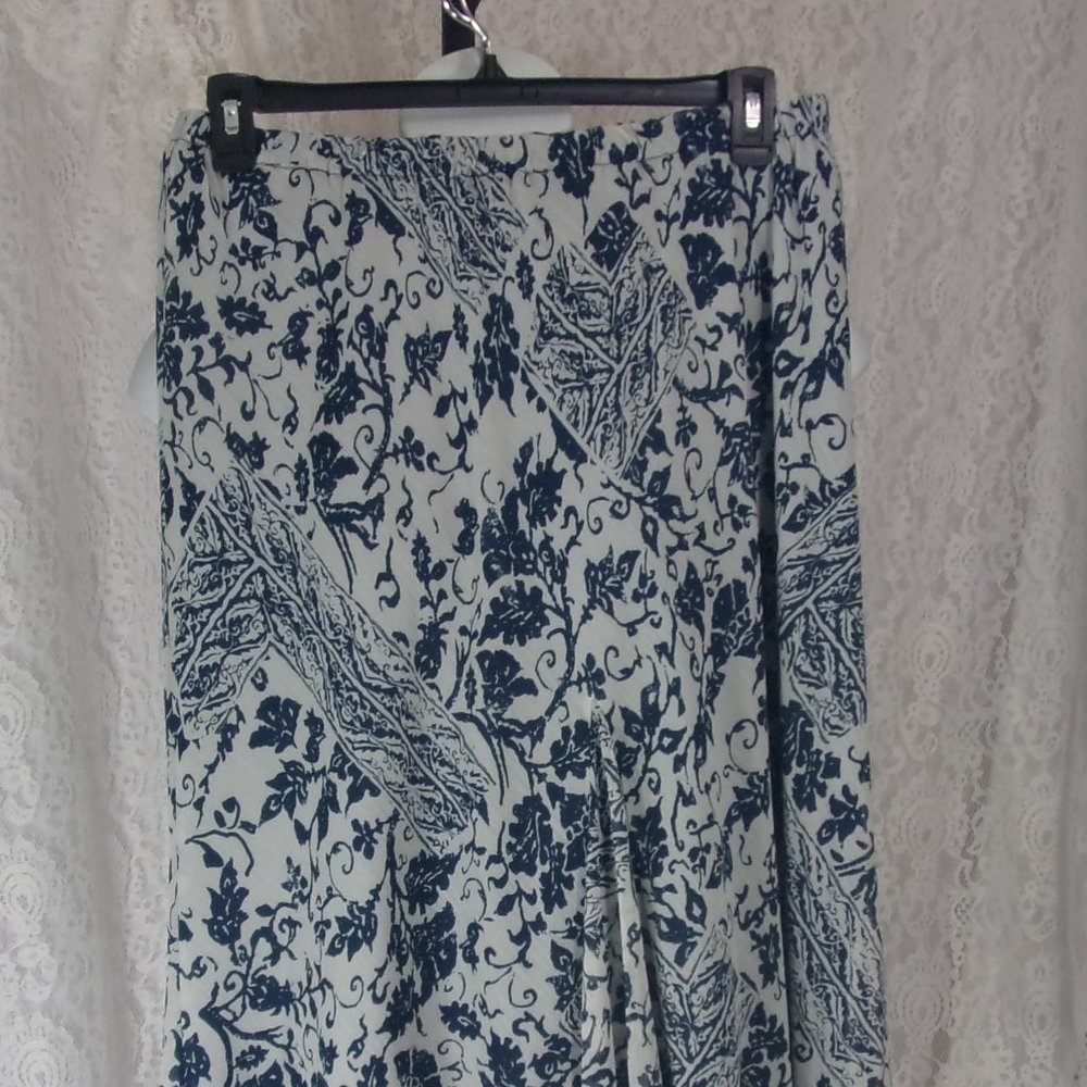 Cato Midi Maxi Navy Blue White Print Skirt Size XL
